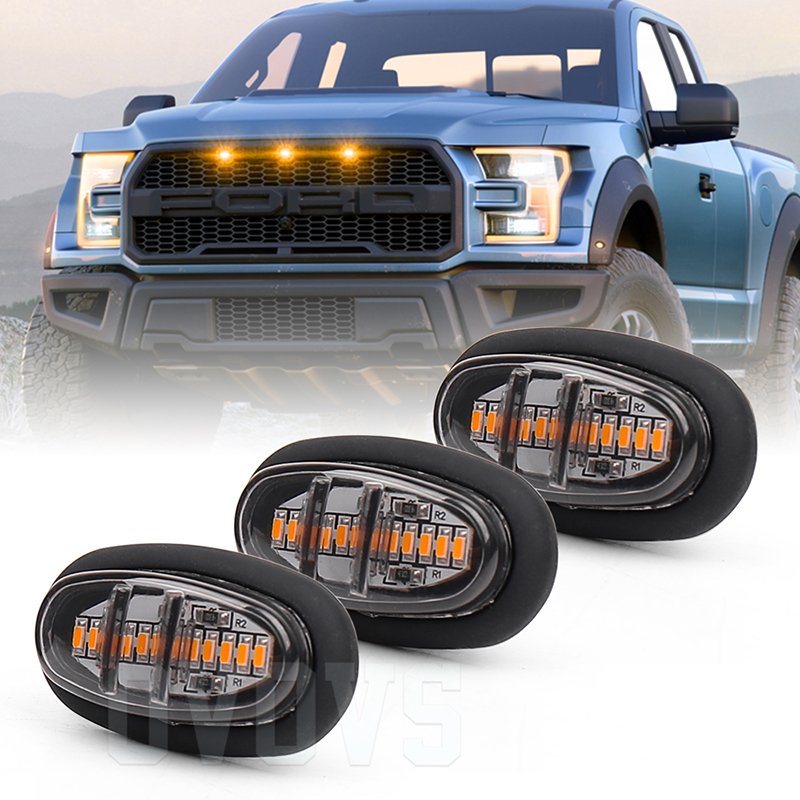 OVOVS Other Car Light Accessories LED Amber Truck Marker Lights Front Grille Light For Ford F150 Raptor 2010-2018
