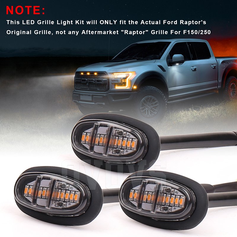 OVOVS Other Car Light Accessories LED Amber Truck Marker Lights Front Grille Light For Ford F150 Raptor 2010-2018