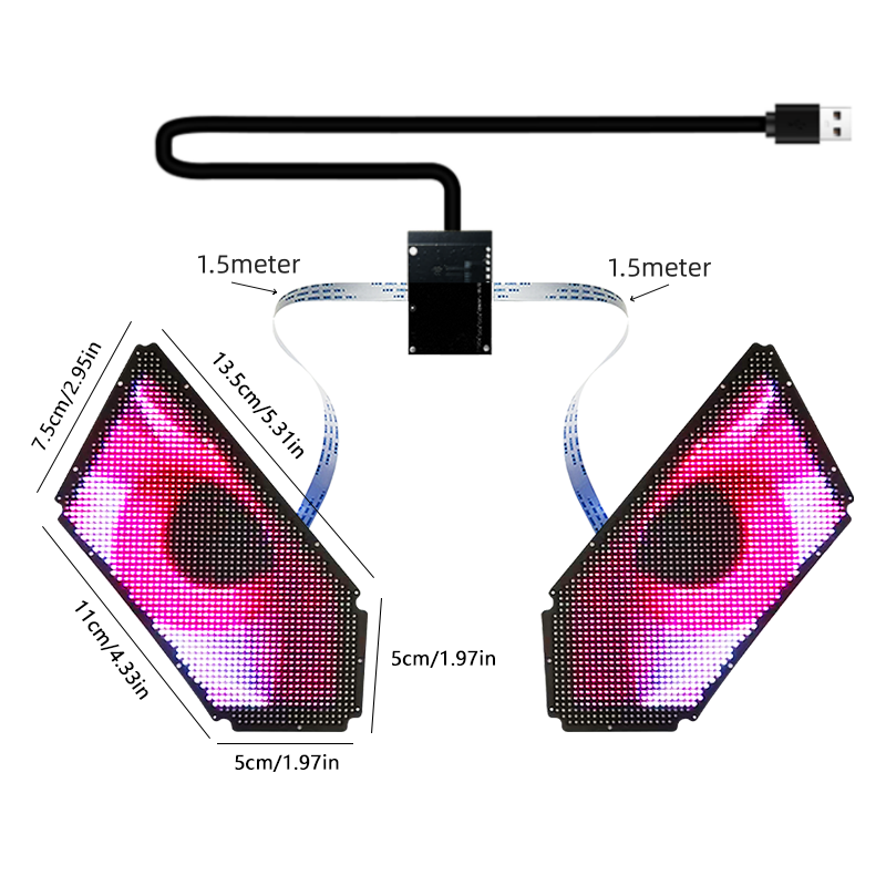 Riders accessories Led Light Evil eye Angel Eyes Glowing Screen Smart Turning Car Sign led displaying