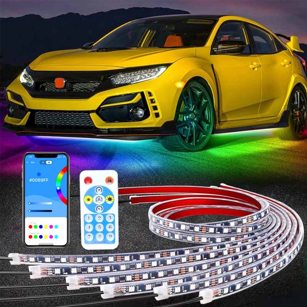 Factory Wholesale Chasing Underglow LED Ambient Lighting Car Accessories Under Glow Waterproof IP68 Underglow Light Kit for Car