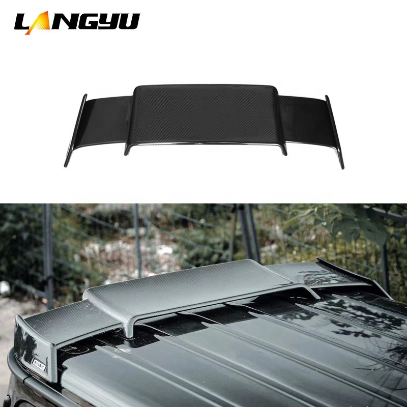 Langyu Car Parts 4pcs/Sets Dry Carbon Fiber Spare Tyre Cover Rear Spoiler For Mercedes-benz G Class W464 Roof Top Light Hood