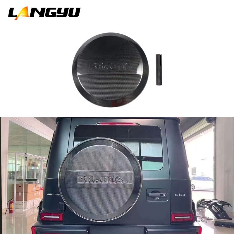 Langyu Car Parts 4pcs/Sets Dry Carbon Fiber Spare Tyre Cover Rear Spoiler For Mercedes-benz G Class W464 Roof Top Light Hood
