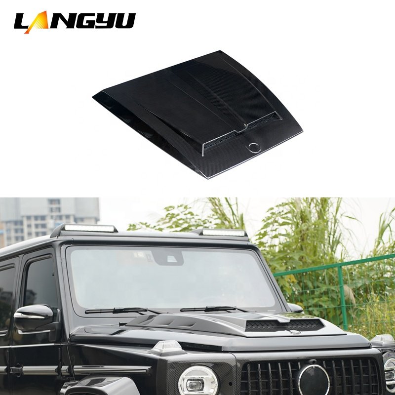 Langyu Car Parts 4pcs/Sets Dry Carbon Fiber Spare Tyre Cover Rear Spoiler For Mercedes-benz G Class W464 Roof Top Light Hood