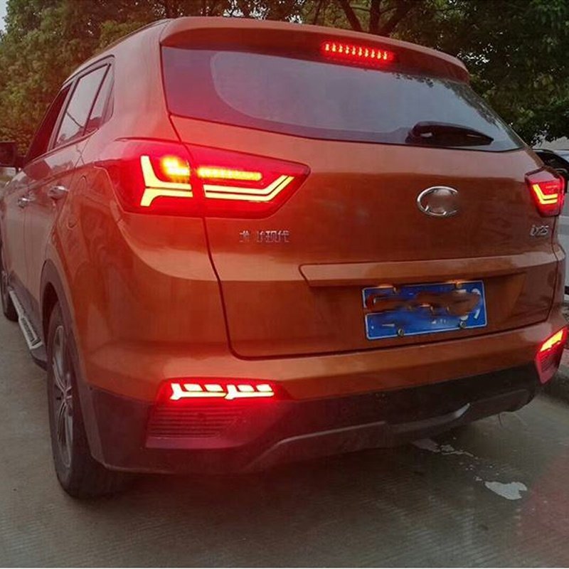 Car LED Rear Bumper Fog Light reflector For Hyundai Creta ix25 2014 2015 2016 2017 2018 tail Brake lamp Signal Warning Light