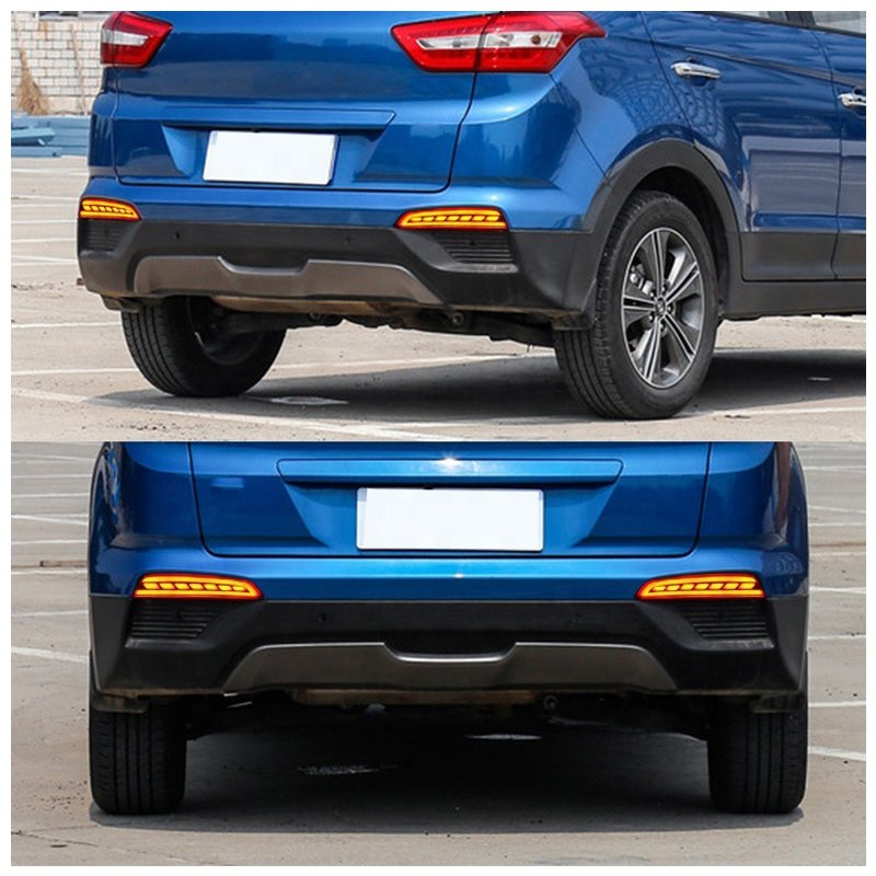 Car LED Rear Bumper Fog Light reflector For Hyundai Creta ix25 2014 2015 2016 2017 2018 tail Brake lamp Signal Warning Light