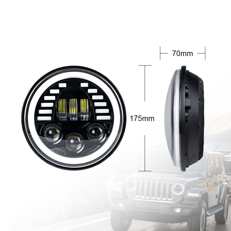 7Inch Round Car Headlight High Low Beam Daytime Running Light White Yellow Color Led Work Light Others Car Light Accessories