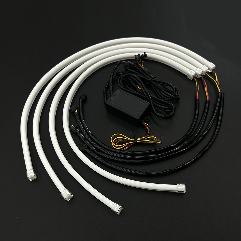 Top Quality 4Pcs Colorful RGB LED DRL Light Strip and Turn Signal Light Interior Car LED Lights