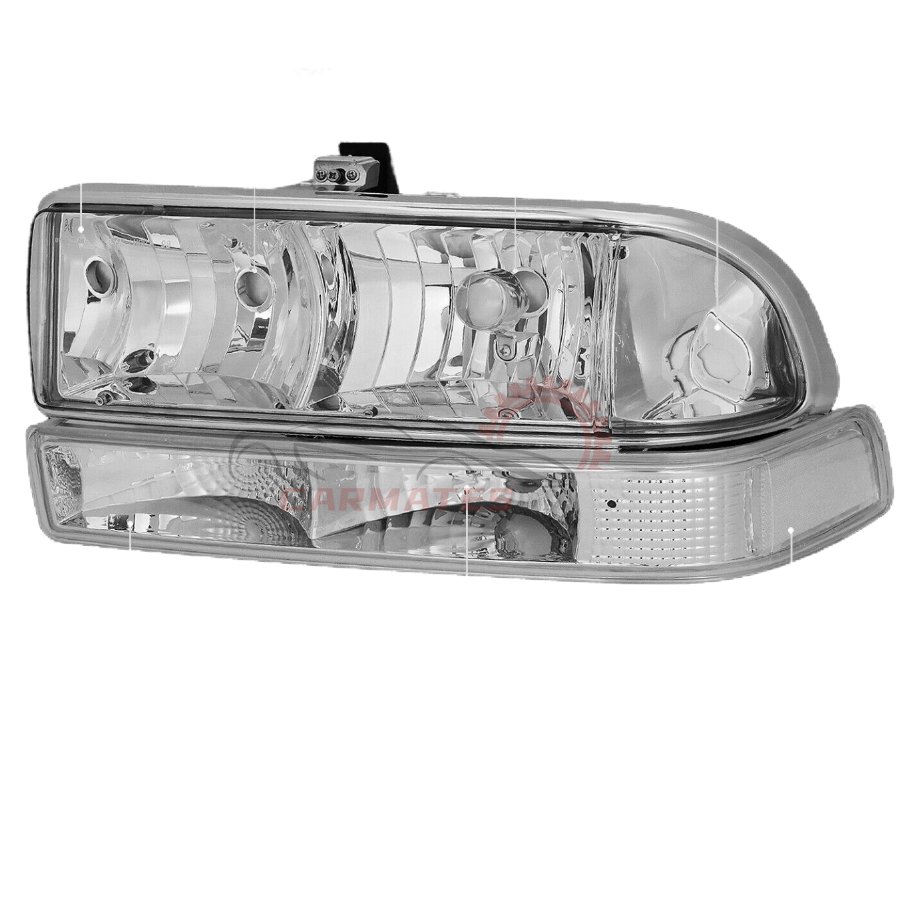 HEADLAMP FOR CHEVY Chevrolet S10 BLAZER 1998-2004 BLACK/AMBER HEADLIGHT BUMPER SIGNAL LIGHT GM2520162 GM2502172