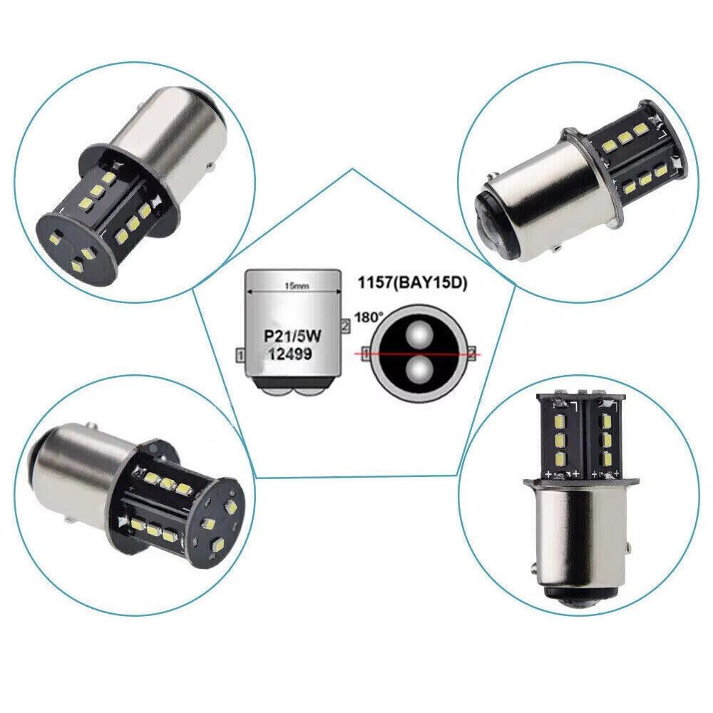 Car LED Bulb P21/5W BAY15D 1157 Turn Signal Light 6V 12V 24V Auto Parking Brake Back Reverse Lamps White Red Yellow