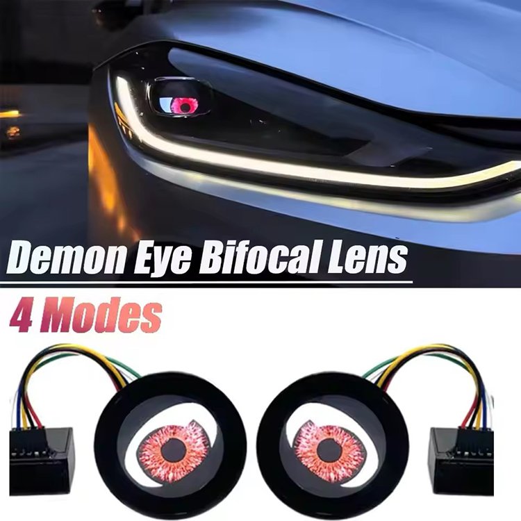 Devil Eye Demon Evil Eyes Headlight 12V Headlights for Car Auto Car Motorcycle for Any Car Model 1 (Red)