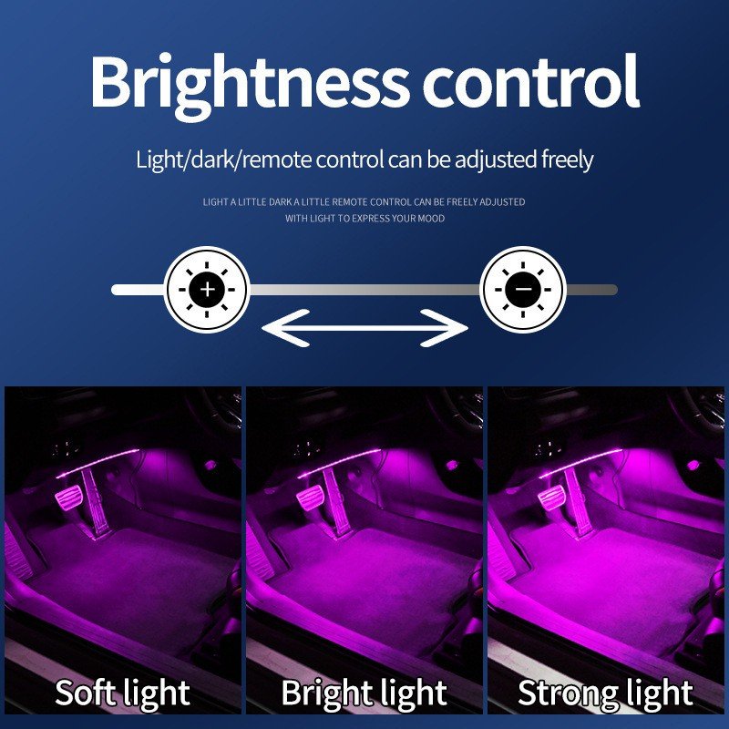 Car atmosphere foot Neon LED light APP/Remote 5050 Car strip 24/36/48/72 LED Neon Interior Light Lamp 5v USB Atmosphere Light