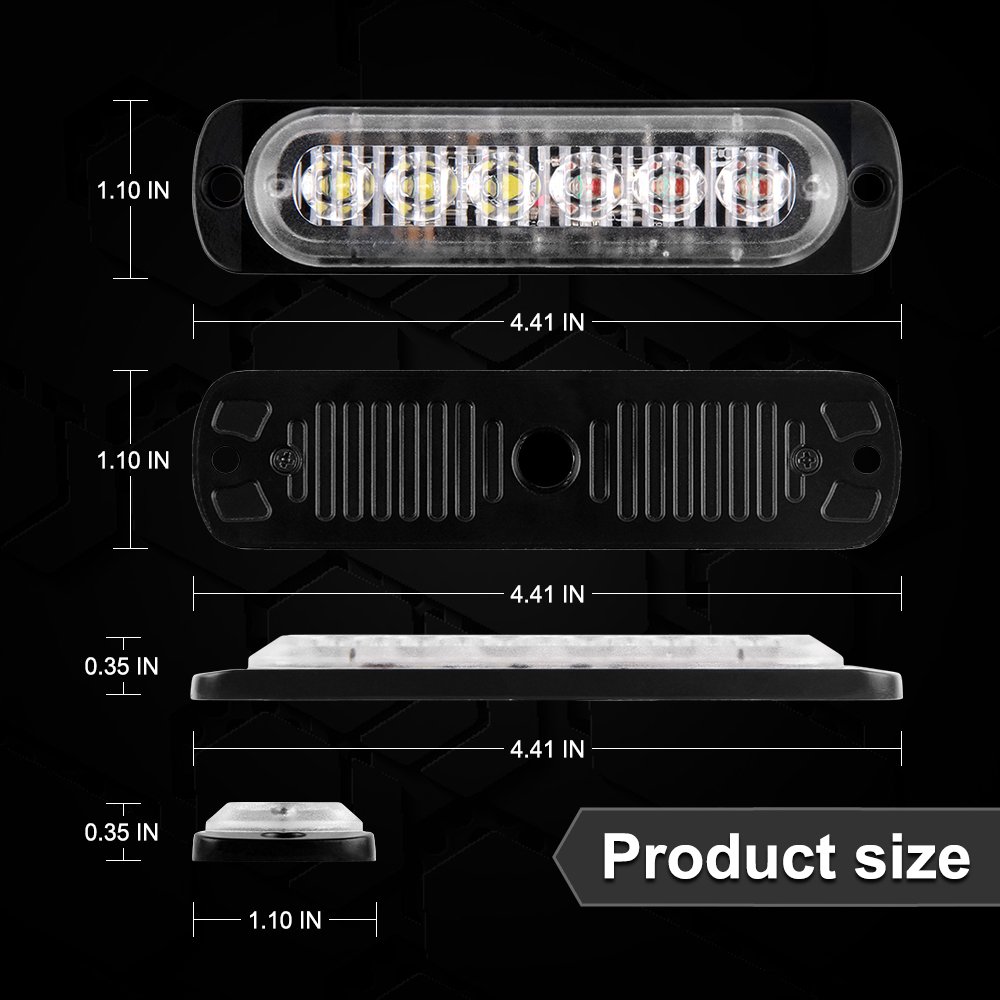12V - 24V 6 Led Strobe Warning Light Strobe Grille Flashing Light bar Truck Car Beacon Lamp Amber Red Blue White Traffic light