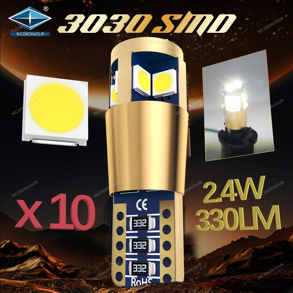 12v Bulbs W5W 10SMD 3030 Multipurpose Luces Others Car Light Accessories LED Clearance Side Light RGB Red Green Blue T10