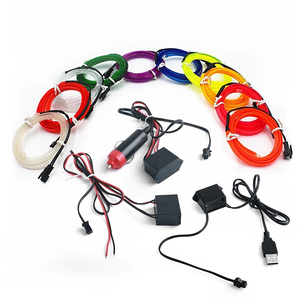 Colorful DIY Car Atmosphere Light Neon Wire Car kit Interior LED Electric Wire Strip Auto Car Light Accessories