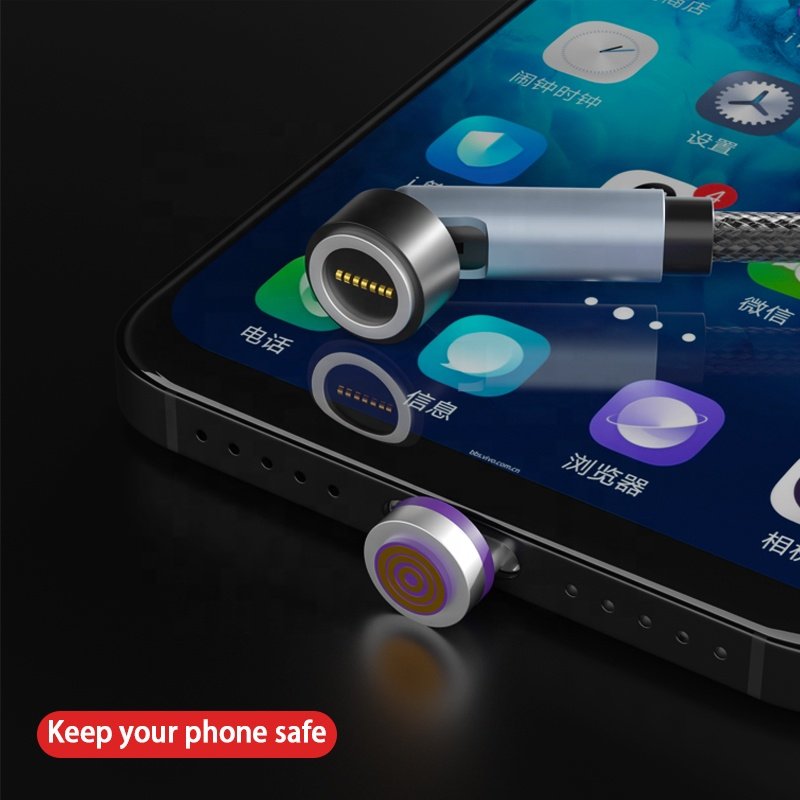 Custom 3 In 1 Magnetic Charger Cable with usb a male to 360 540 Degree Type C charge data transmission Type-C Magnet Charging