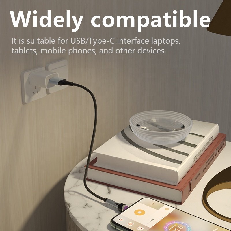 Custom 3 In 1 Magnetic Charger Cable with usb a male to 360 540 Degree Type C charge data transmission Type-C Magnet Charging