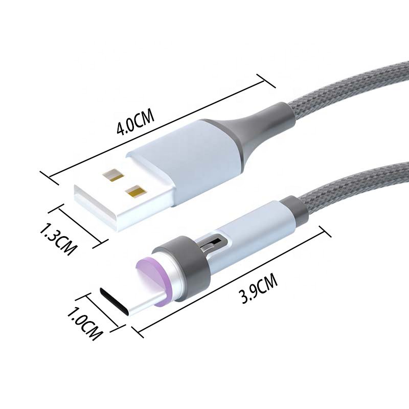 Custom 3 In 1 Magnetic Charger Cable with usb a male to 360 540 Degree Type C charge data transmission Type-C Magnet Charging