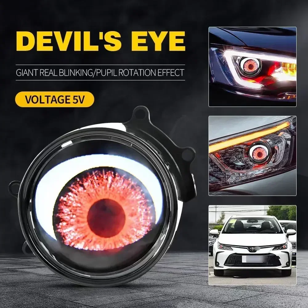 Car Light Accessories 2pcs Devil Eye Round 12V LED Demon Eyes Headlights Angel Light for Car Animated Devil Eye Car