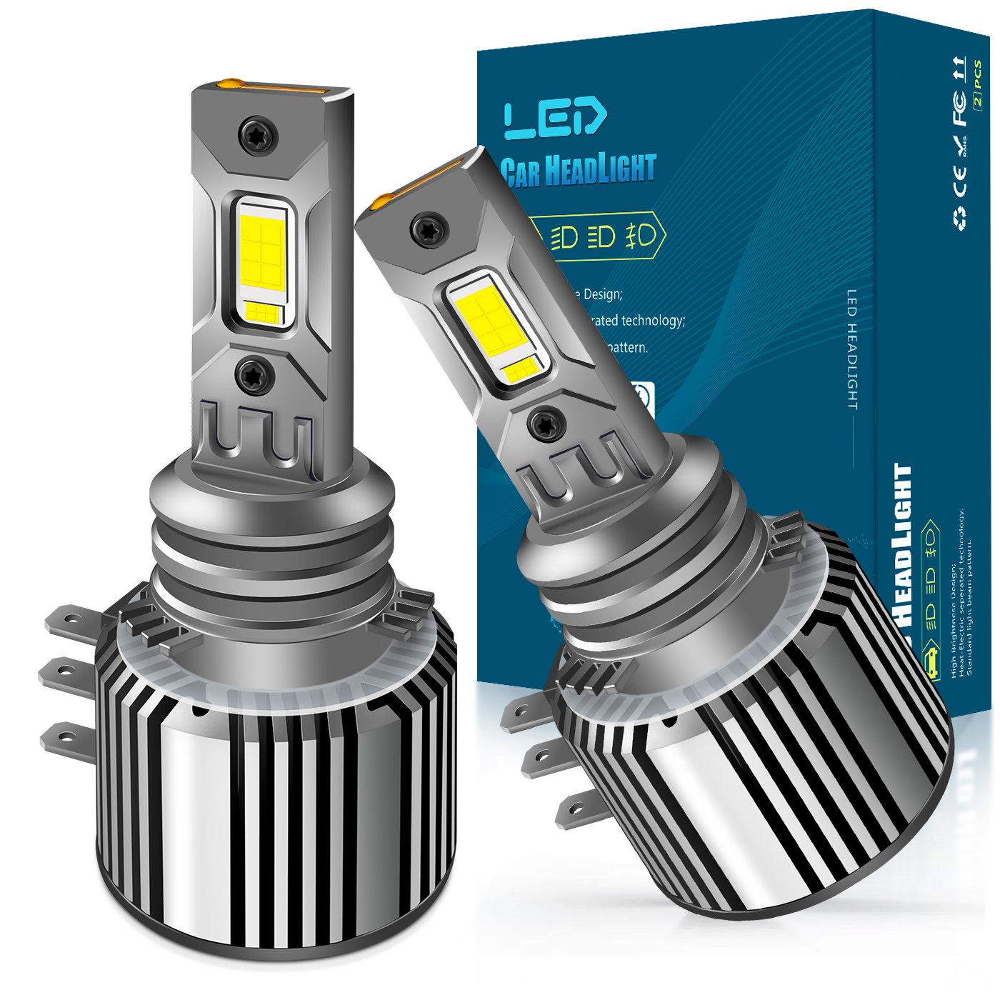 H15 Led Canbus Headlight Bulb 45W 12V Drl Car Light Bulbs 6000K H15 Auto Lamp Cps Projector White For Light