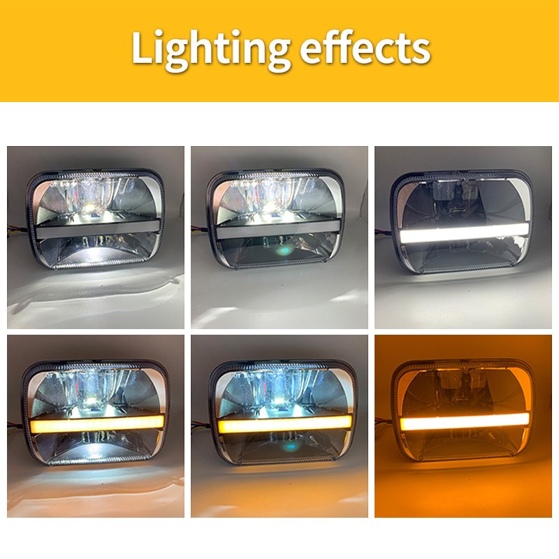 others car light accessories DRL Square Led Headlights 8inch LED Working Light for Suzuki Samurai Jeep Yj Xj SUV Tractor Trailer