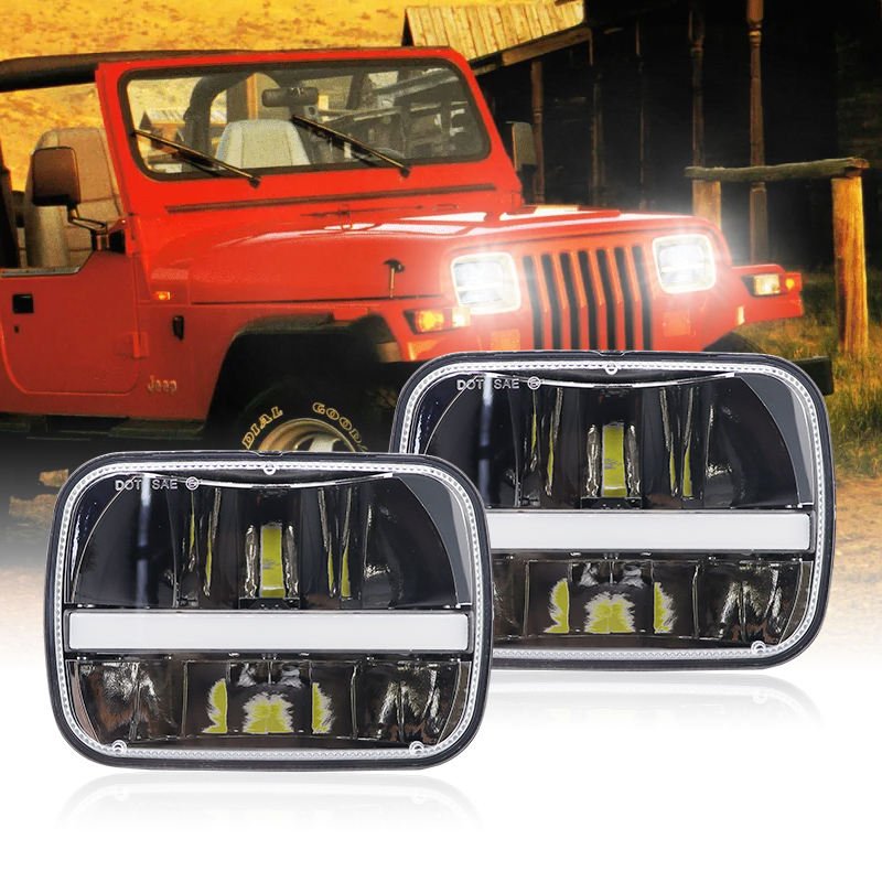 others car light accessories DRL Square Led Headlights 8inch LED Working Light for Suzuki Samurai Jeep Yj Xj SUV Tractor Trailer