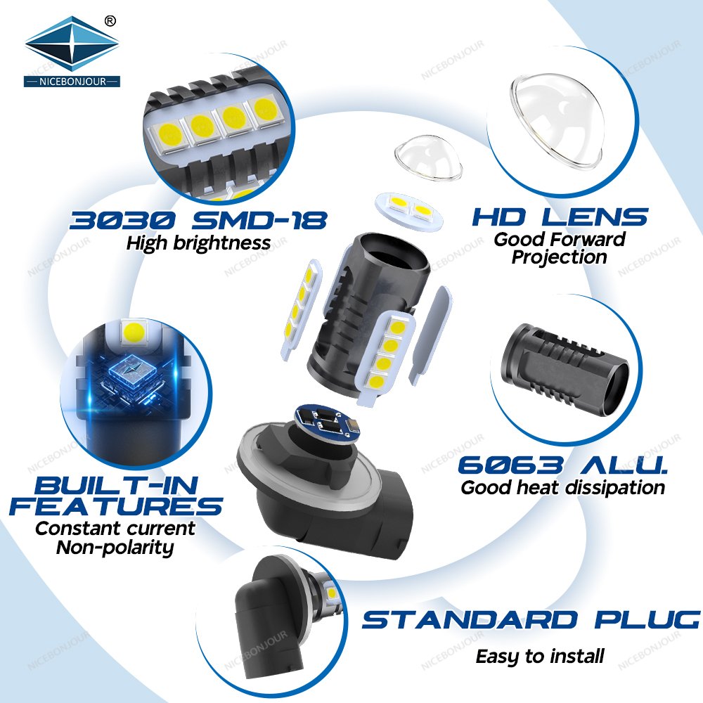 LED Fog light Led car light 3030 18SMD Focos Led Lamp 881 880 H1 H3 Led Fog Light Bulb