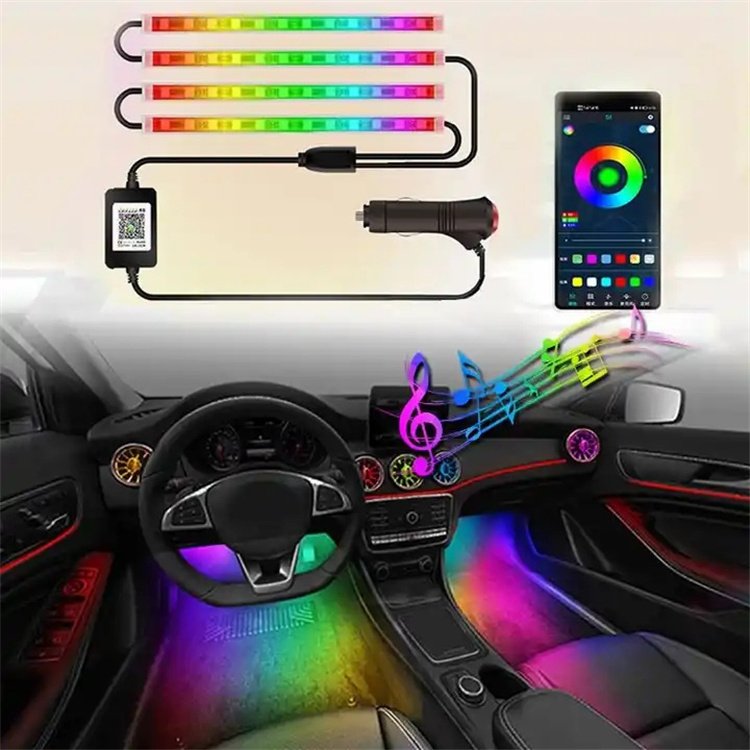 4in1 Car LED Chasing Flowing decoration accessories decorative ambient strips led interior car interior Magic atmosphere light