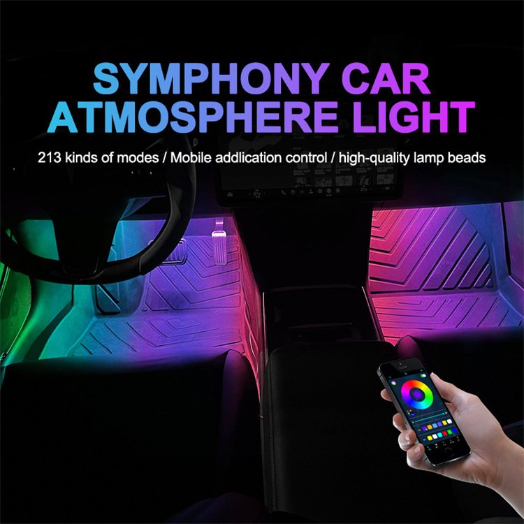 4in1 Car LED Chasing Flowing decoration accessories decorative ambient strips led interior car interior Magic atmosphere light