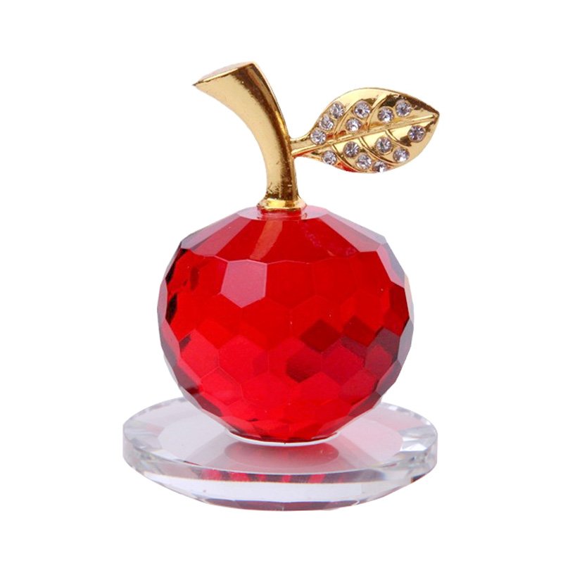 Home Decor Crystal Crafts Light Luxury K9 Crystal Apple Souvenirs Home Office Decorations Car Decor Gift Set Accessories