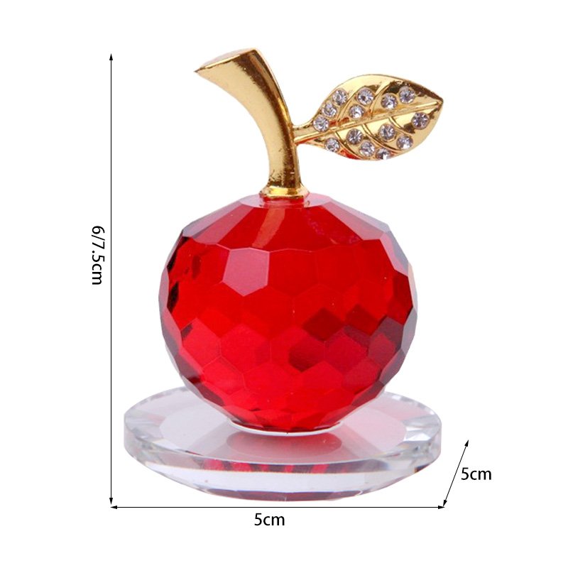 Home Decor Crystal Crafts Light Luxury K9 Crystal Apple Souvenirs Home Office Decorations Car Decor Gift Set Accessories