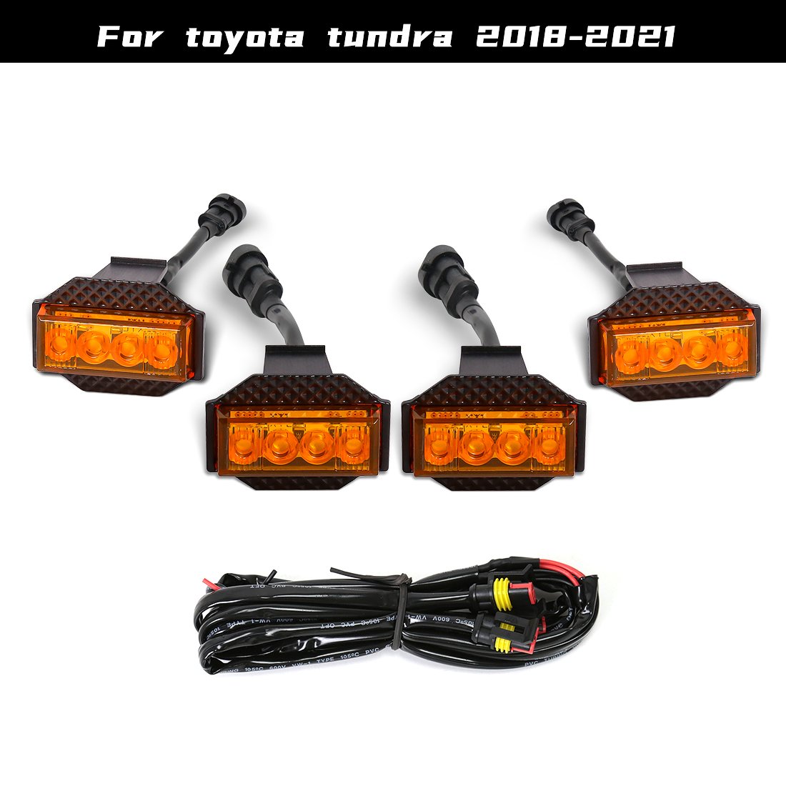 Grill Car LED Light For Toyota Tundra 2018 2019 2020 2021 Front Grille Strobe Lights Amber Warning DRL Daytime Running Daylights