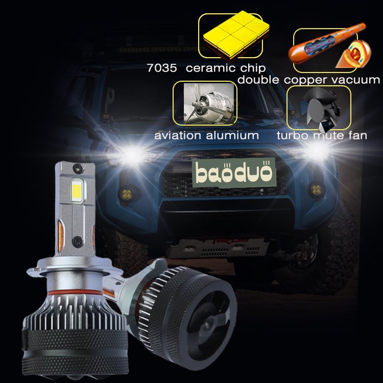BAODUO H7 LED 12V 60V Lamp New 9006 H7 LED Headlight Bulbs 6000K for Cars & Trucks Double Copper Tube High-power 33000lm 130W