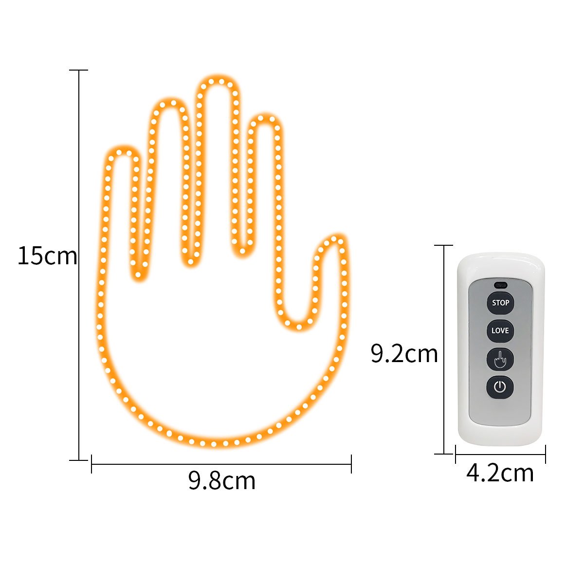Wholesale hand gesture light led hand Sign Car Decoration Middle Finger LED Light For Universal Car Window Car Light Accessories