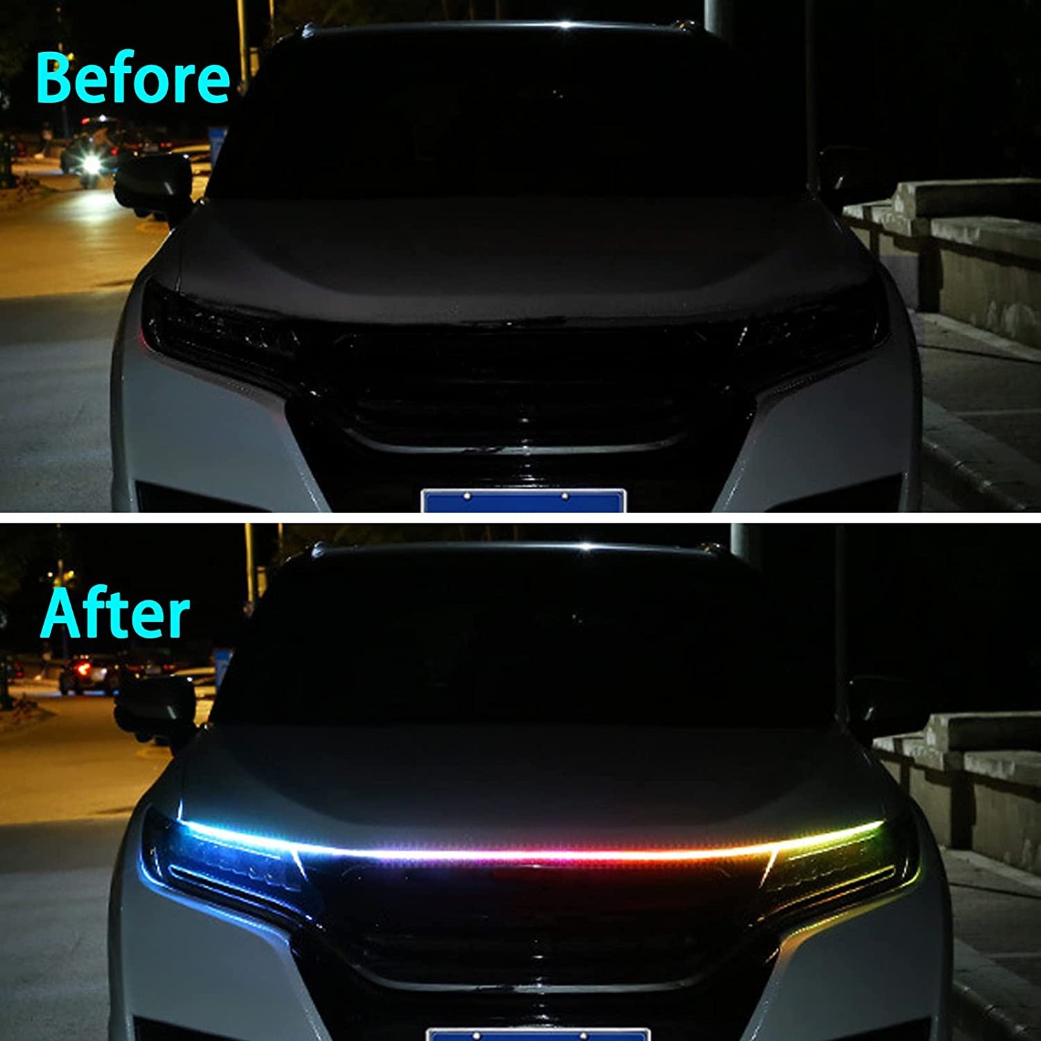180CM LED Car Hood Lights Strip Atmosphere Lamp Modified Flexible Auto Engine Cover Decoration Led Car Hood Lights Strip
