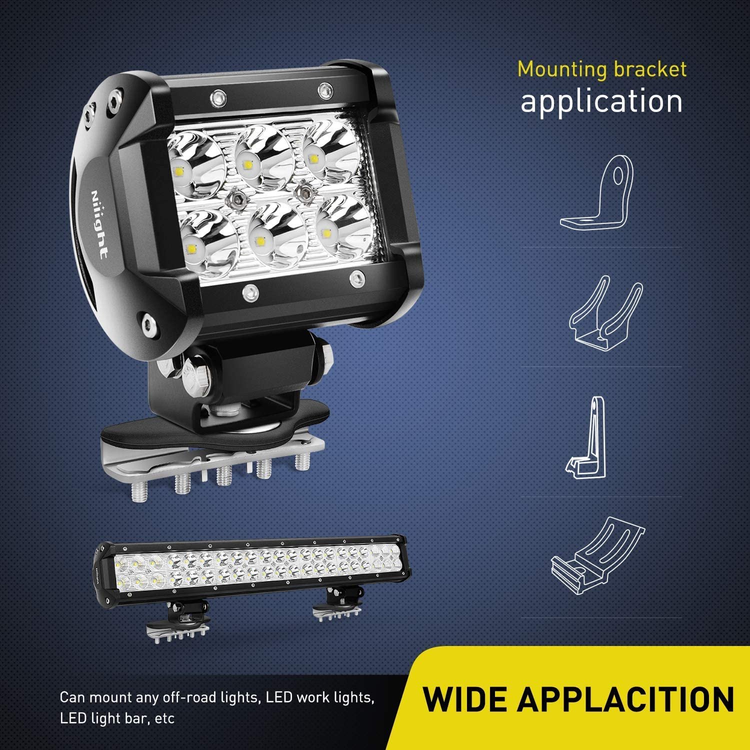 Led Light Bar Mounting Brackets 2pcs Universal Hood Led Work Light led Pods Mount Bracket Clamp Holder for SUV Truck Off