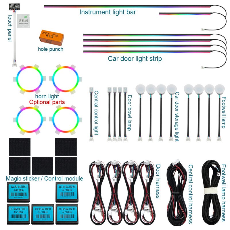 Factory Wholesale Universal Premium Led interior Music Sync Color Change 6 in 1 set ambition Light