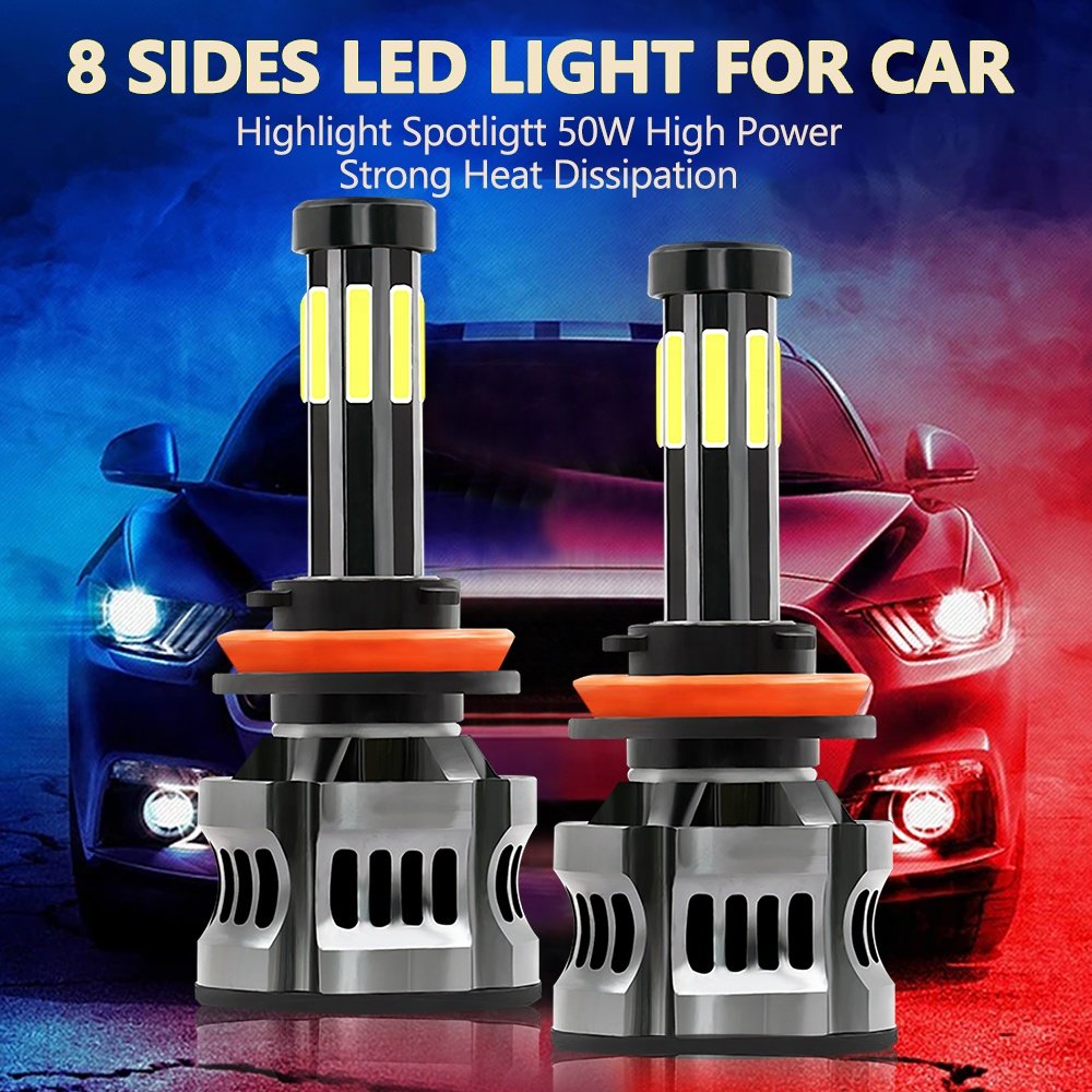 PEL Others Car Light Accessories 8 Side COB H4 H7 H11 H8 9005 Car Led Lights Headlights For Car