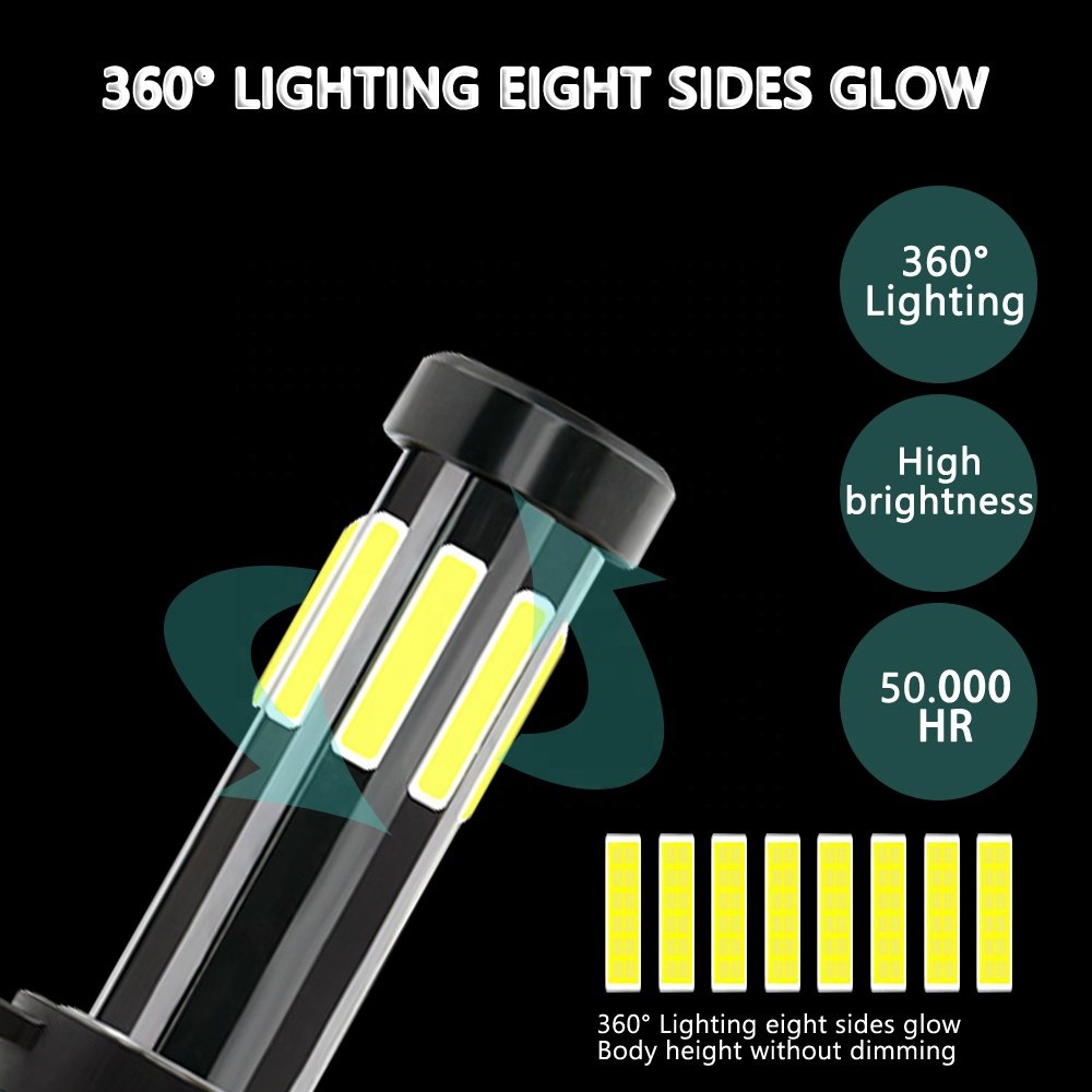 PEL Others Car Light Accessories 8 Side COB H4 H7 H11 H8 9005 Car Led Lights Headlights For Car