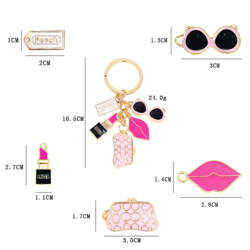 New Funny Fancy Smoking Lips Diamond Crystal Lip Gloss Key Chain Cute Lovely Bag Car Rhinestone Lipgloss Keychain