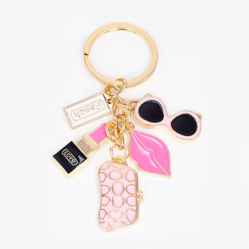 New Funny Fancy Smoking Lips Diamond Crystal Lip Gloss Key Chain Cute Lovely Bag Car Rhinestone Lipgloss Keychain