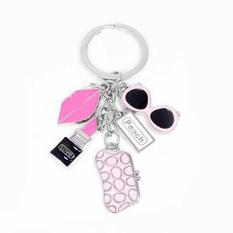 New Funny Fancy Smoking Lips Diamond Crystal Lip Gloss Key Chain Cute Lovely Bag Car Rhinestone Lipgloss Keychain