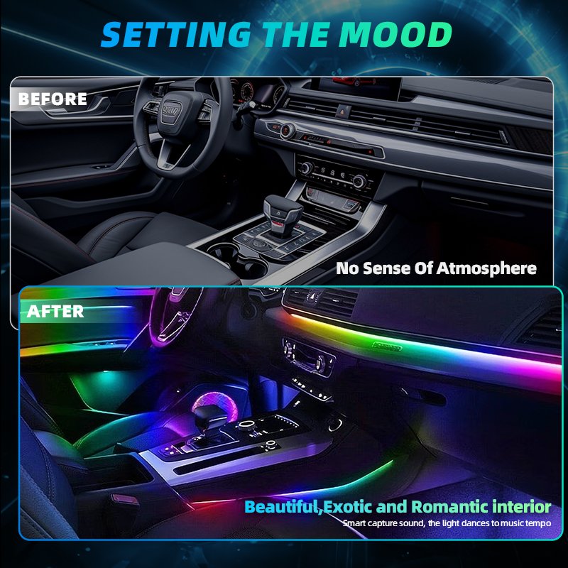 18 in 1 car interior light, atmosphere decoration light, car LED strip light, RGB LED APP control accessories