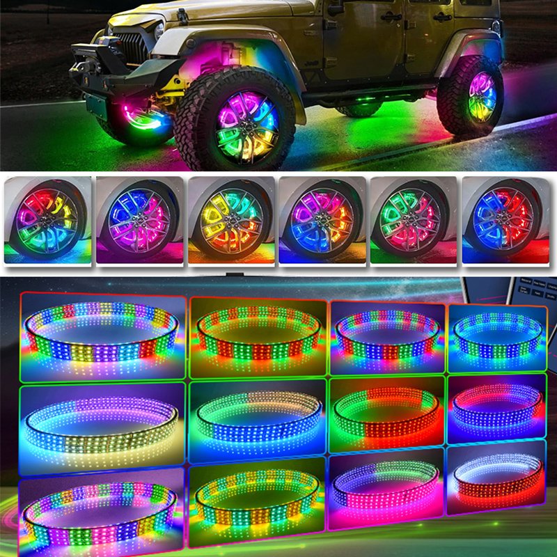 Other Car Light Accessories 15.5'' Chasing Double Row Brightest Strobe Rim Led Wheel Ring Lights For Car Lights Offroad truck