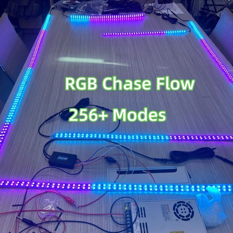 DC 12V 6 PCS 2 Row RGB Chase Flow LED Strip Waterproof Underbody Light Kit Other Car Light Accessories
