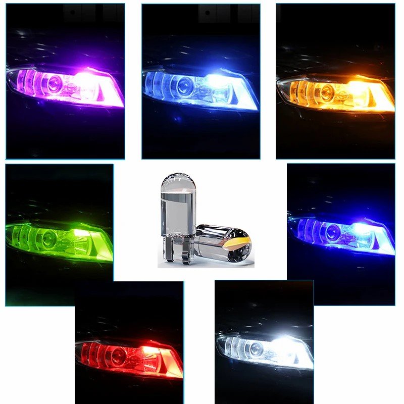 10Pcs Universal 12V T10 W5W LED Car Lights 6000K White COB Glass License Plate Lamp Dome Read DRL Bulb Style Auto Accessories