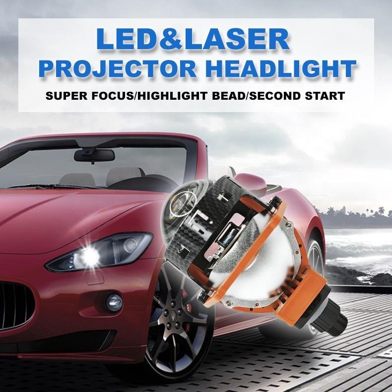 IDISON T6SW Driving Head Lamp Orange Angle Eye Accessories Auto Light 65W Headlight Bi-LED Projector Lens for Universal Car
