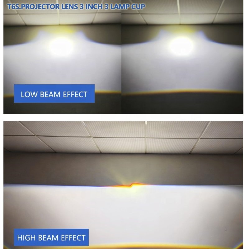 IDISON T6SW Driving Head Lamp Orange Angle Eye Accessories Auto Light 65W Headlight Bi-LED Projector Lens for Universal Car