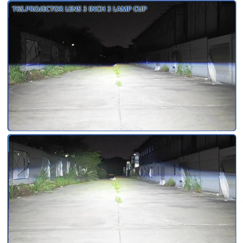 IDISON T6SW Driving Head Lamp Orange Angle Eye Accessories Auto Light 65W Headlight Bi-LED Projector Lens for Universal Car