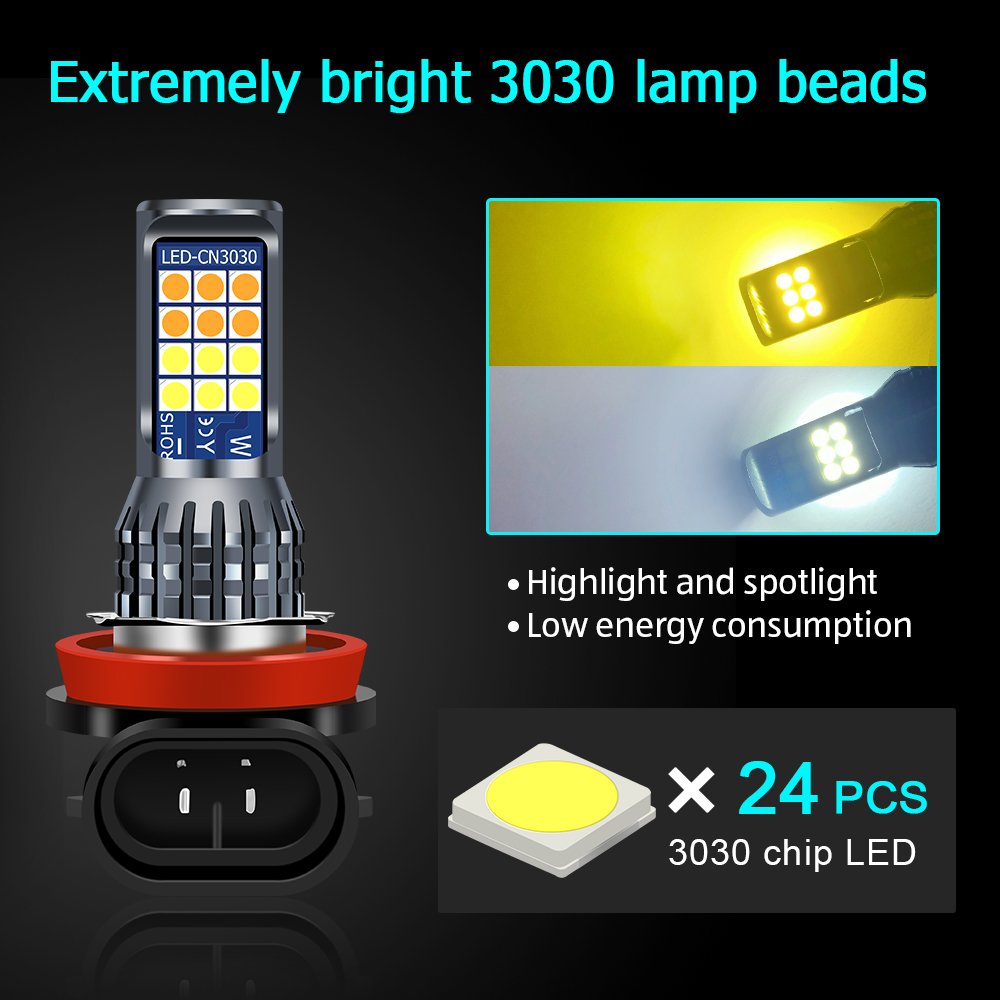 New 1800LM 6000K Waterproof LED Fog Lamp for Car Driving 12V 24V Aluminum H8 H11 5W Power