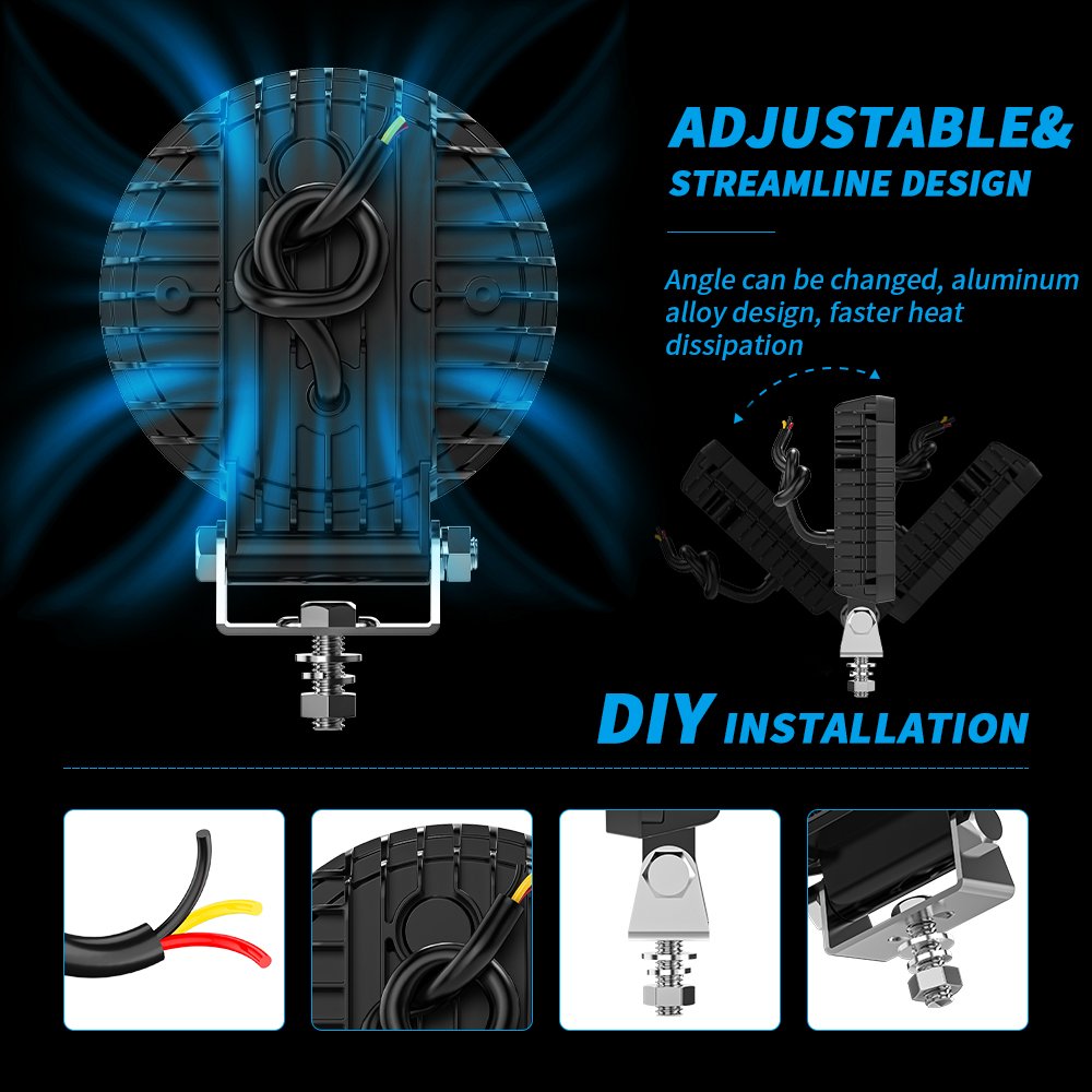 DXZ 2024 New 4inch Led 4X4 Round Spotlight 45W 15LED For Jeep Truck Car Tractor SUV ATV CAR LED Headlights